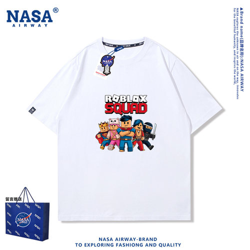 NASA AW彩色虚拟世界roblox罗布乐思游戏周边男女纯棉短袖夏半袖
