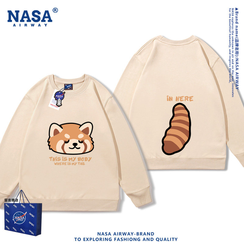NASA联名小熊猫周边小浣熊可爱卡通儿童男女春秋圆领卫衣上衣外套