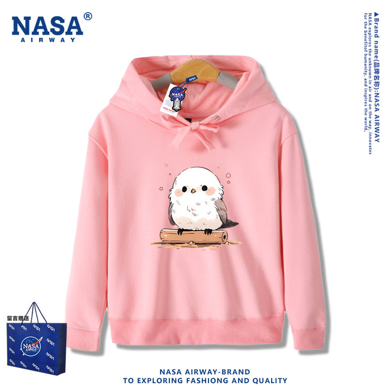 NASA联名北长尾山雀小肥啾卡通周边儿童男女春秋连帽卫衣薄款帽衫