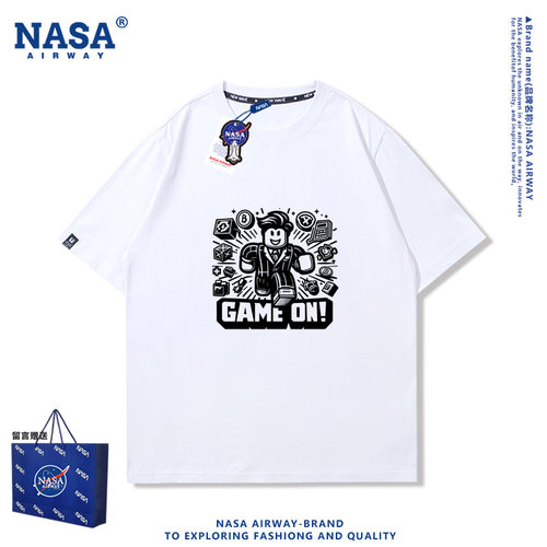 NASA AWROBLOX虚拟世界卡通游戏周边男女儿童纯棉短袖T恤夏季半袖