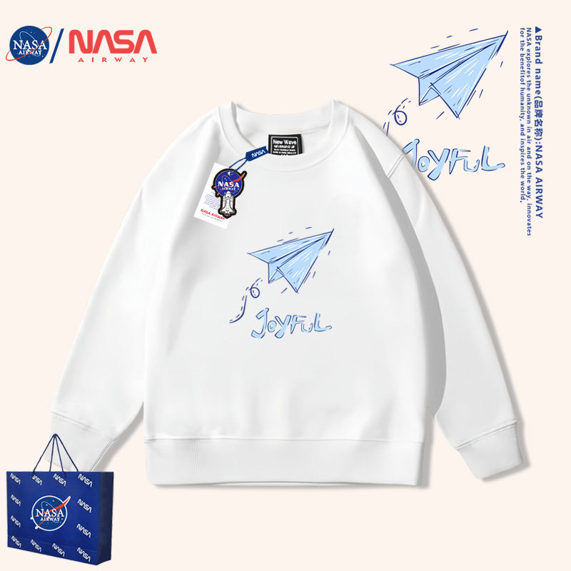NASA联名纸飞机图案圆领卫衣