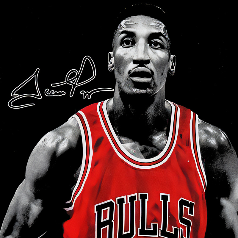 跨境皮蓬美式复古T恤Scottie Pippen水洗做旧印花短袖重磅小领口