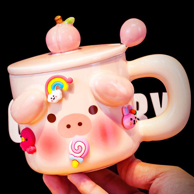 直销新款水杯女新款2023可爱马克杯带盖勺陶瓷伴手礼高颜值学生女