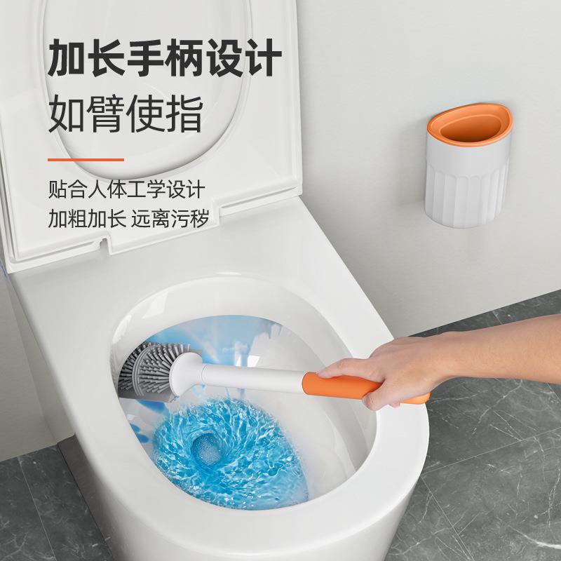 直销新款新款硅胶软毛长柄马桶刷套装壁挂卫生间厕所刷子懒人清洁