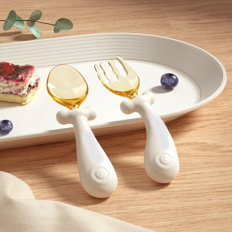 直销新款婴儿叉勺套装宝宝扭扭勺子学吃训练可弯曲儿童餐具学食辅