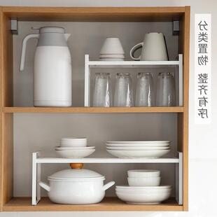 可伸缩铁艺厨房分层置物架橱柜碗碟架厨具沥水收纳架家用 直销新款