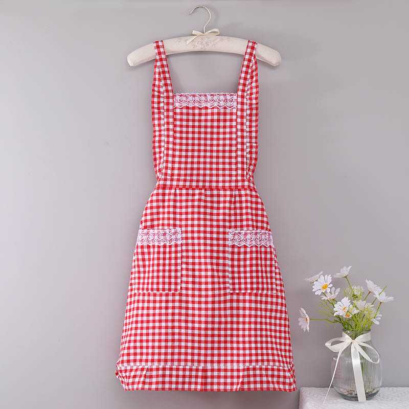 新款直销棉布围裙双层加厚公主家用厨房无袖防水围裙定印广告围裙