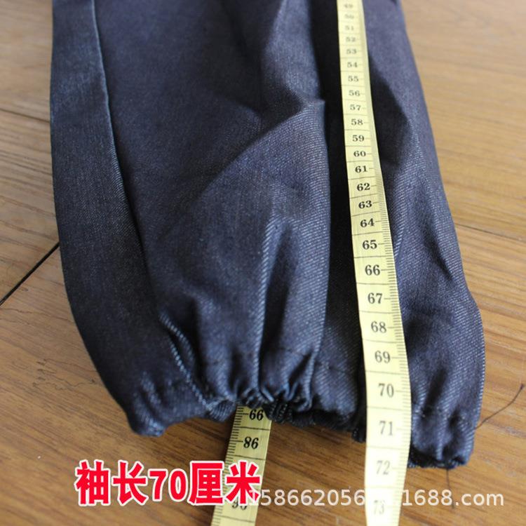 直销新款牛仔布反穿衣长袖围裙带袖大褂加肥加大印字罩衣男搬运工