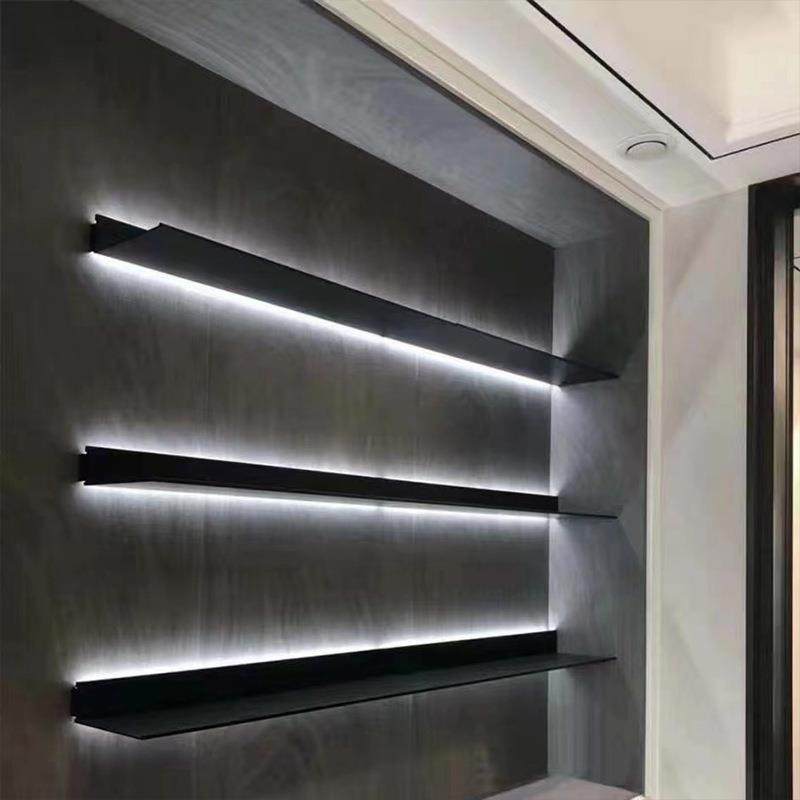 直销新款挂壁式铝合金发光置物架型材 LED内置灯光储物架铝型材铝