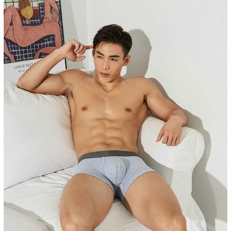 新款直销男士内裤纯棉平角裤低腰性感U凸纯色青年运动四角底裤短