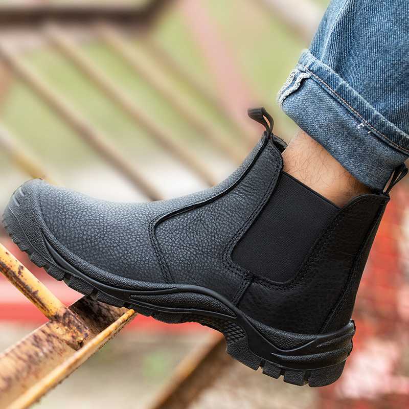 新款直销劳保鞋安全靴子男秋冬季头层牛皮跨境SAFETY BOOTS高帮防