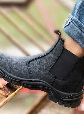 新款直销劳保鞋安全靴子男秋冬季头层牛皮跨境SAFETY BOOTS高帮防