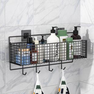 直销新款免打孔厨房收纳架门后置物架浴室壁挂式收纳架无痕粘钩杂