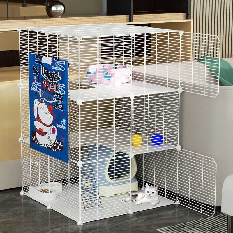 新款直销猫咪窝房子别墅三层小号便携宠物屋豪华双层幼猫笼子加密
