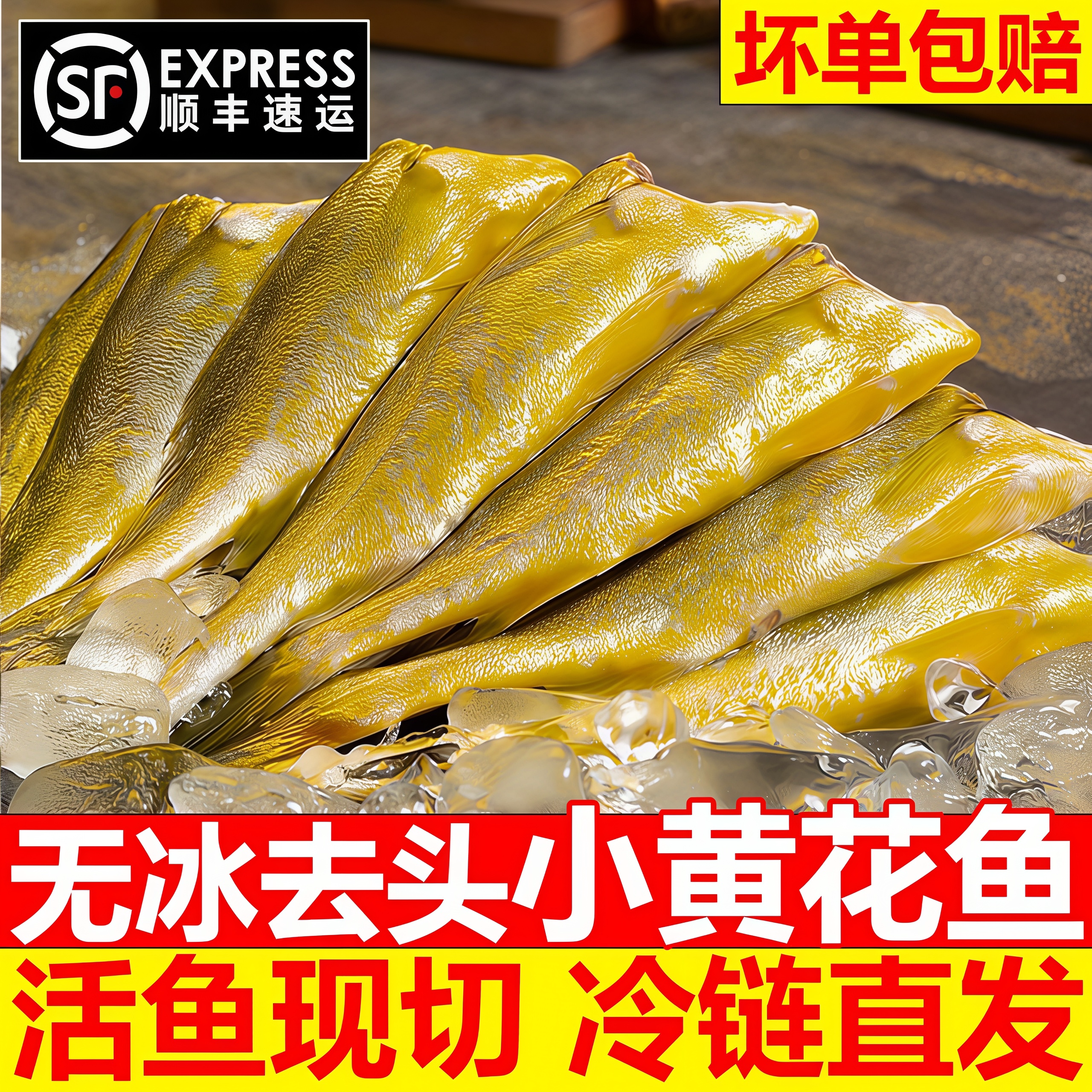 去头小黄花鱼冷冻黄鱼油炸顺丰图片