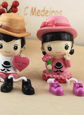 直销新款可爱树脂情侣吊脚娃娃客厅卧室家居装饰品摆件高级感小众