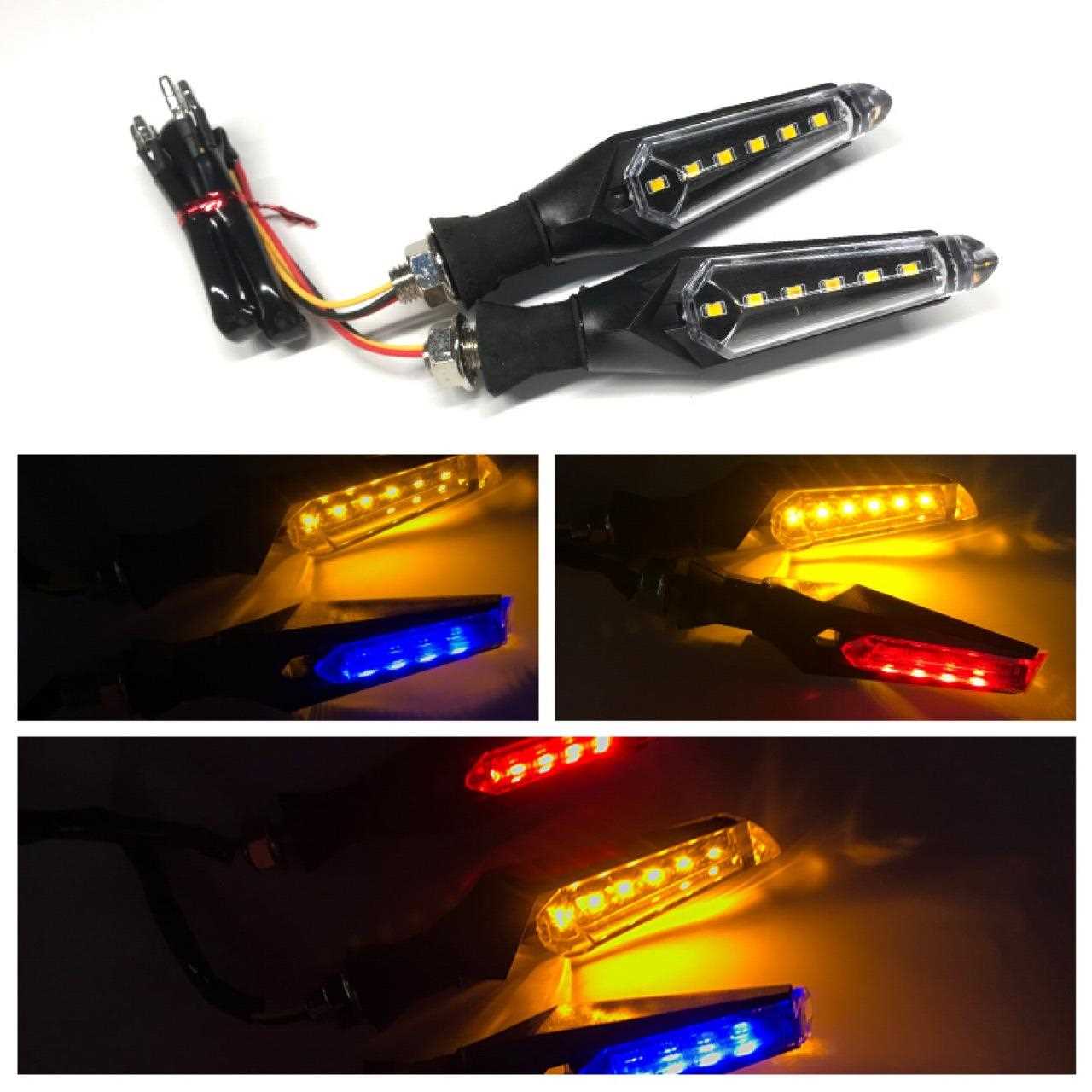 直销新款摩托车改装配件led流光转向灯配件通用双面流水12V通用转