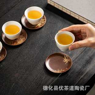 铜彩烧圆形杯垫手工紫铜茶杯垫杯托纯铜功夫家用隔热壶托 直销新款