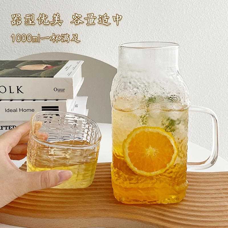 直销新款复古玻璃杯大容量1000ml耐高温饮水壶办公室家用冷水壶杯