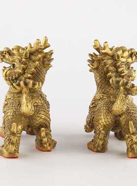 新款直销祥瑞麒麟一对铜麒麟摆件家居工艺品礼品办公室店铺摆放8