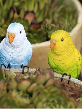 直销新款户外仿真花园庭院阳台花盆装饰品金刚鹦鹉动物树脂工艺品