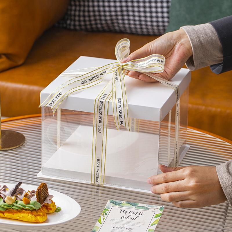 直销新款网红蛋糕盒4寸6寸8寸双层生日蛋糕盒打包盒子透明定 制lo