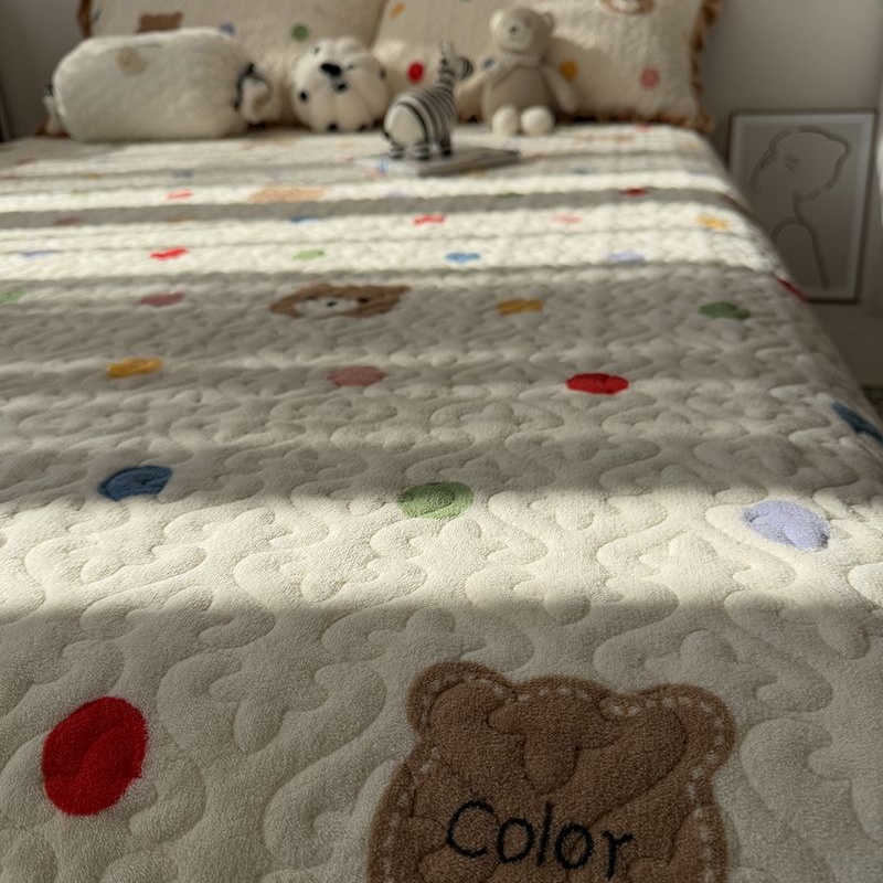 正官旗一面棉一面绒床盖三件套