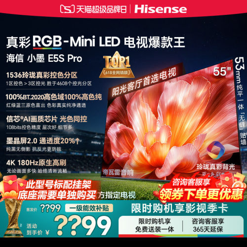 海信电视小墨55E5S Pro RGB-MiniLED玲珑真彩 墨晶屏E5QPRO升级
