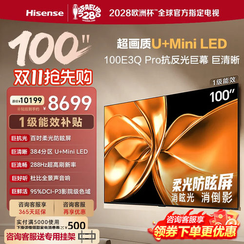 海信电视100E3Q-PRO 100英寸 柔光防眩屏Miniled 以旧换新电视机