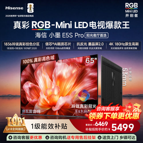 海信电视小墨65E5S Pro RGB-MiniLED玲珑真彩 墨晶屏E5Q PRO升级