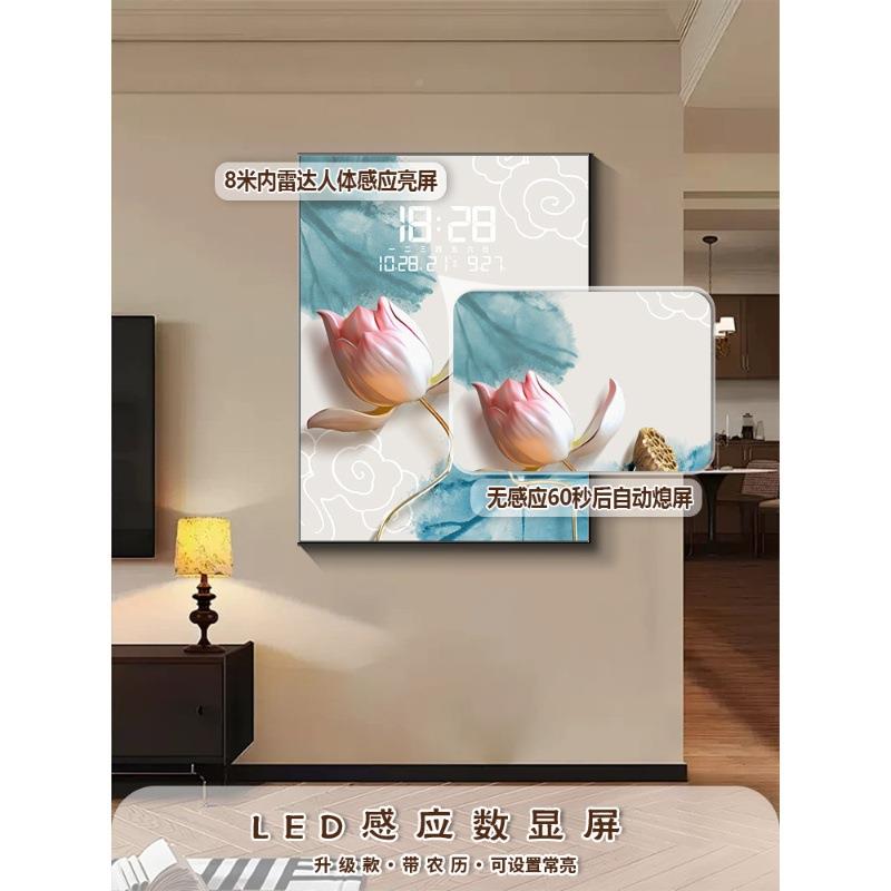 荷花新中箱电表装饰画WBB式竖款创意打电子时钟遮挡开关电闸挂画图片