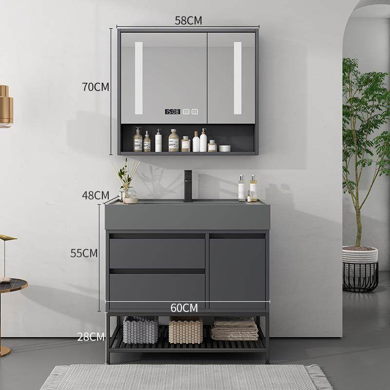 轻间奢实木装浴室柜组合套洗落地款洗漱台盆智能手洗脸卫AL668709