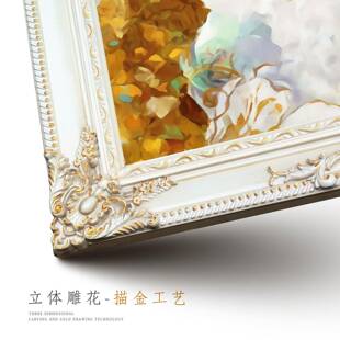 客装饰画厅沙发背景大气挂欧壁画ss55花式卉鹿画油椭圆形高档三联