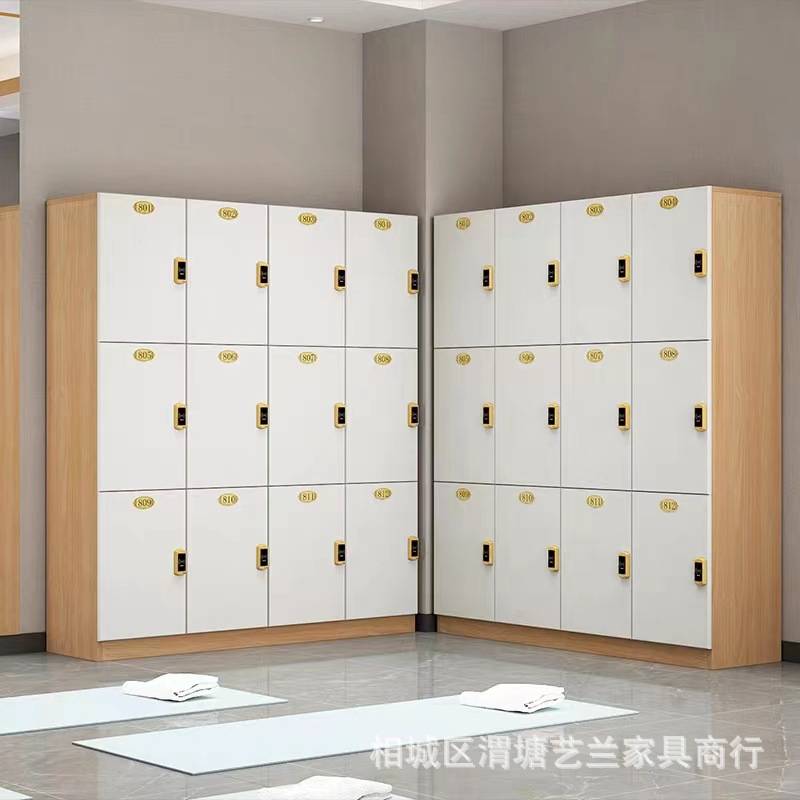 原木色物品柜更衣柜员工柜木质存包柜健身房储物柜浴室存衣柜带锁