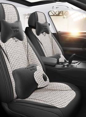 汽车座套季通用布艺逍尼桑客骐达逸亚麻卡通53四座椅套全轩包围23