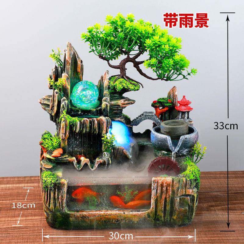 假山水喷泉摆件循环水家WZP用客厅桌面装鱼缸财招风水轮办公流室