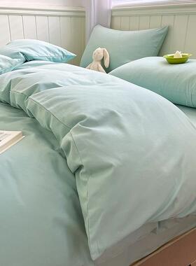 秋冬新款AVND套类全棉磨毛四件套简约色床单被套纯棉纯件宿舍三床