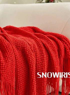 AL100511色毛毯红色毯毯子结婚沙发毛毯盖床尾巾床毯红床旗嫁陪毯