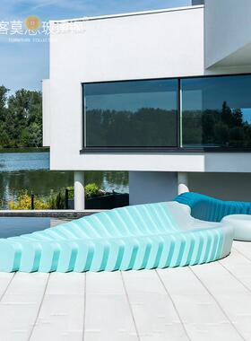 新款璃钢条纹商场户拼接长椅异形扭曲外美KMSS008陈组休合玻闲座