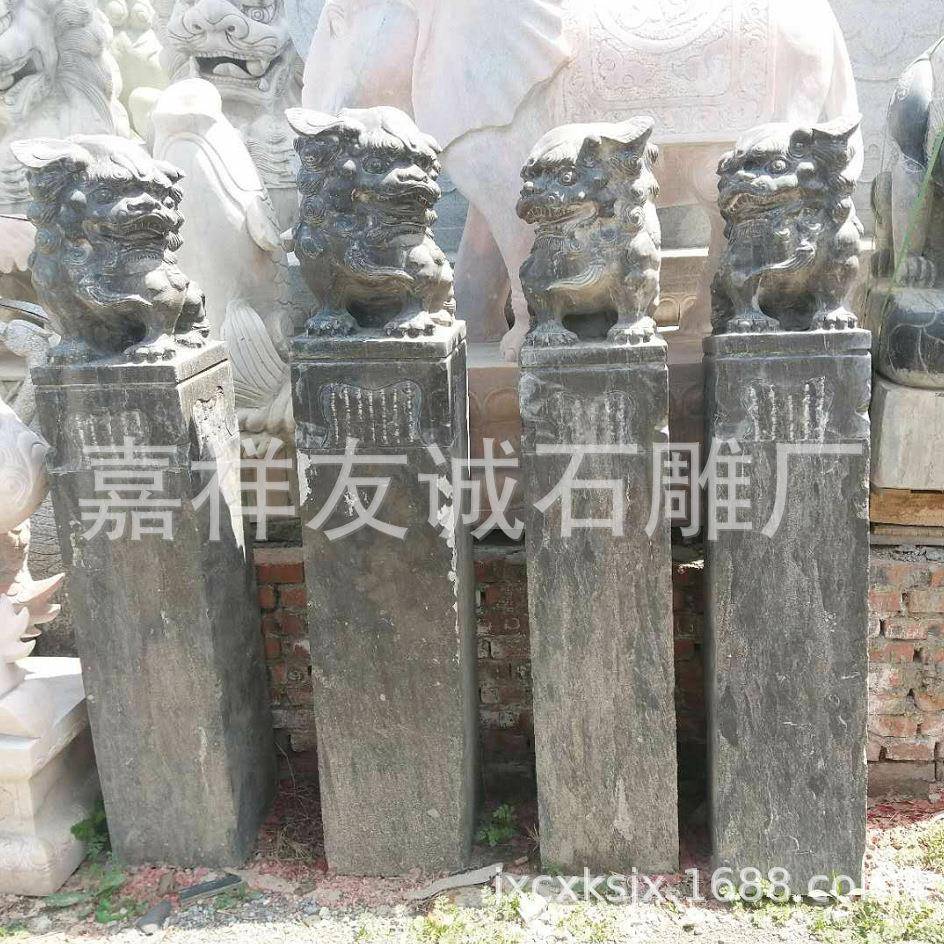 厂家石雕装拴桩青石做旧子貔貅石马柱新中狮1式庭院饰石材摆件
