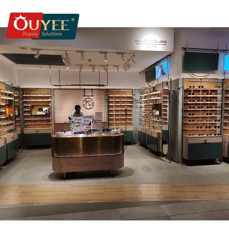 整YJ005店设计眼镜展示柜货不锈实木展示货柜眼柜镜台木质玻璃钢
