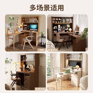 实旋书转桌书架一体折叠家用拐角木柜学生卧室转角551办公电脑桌书子