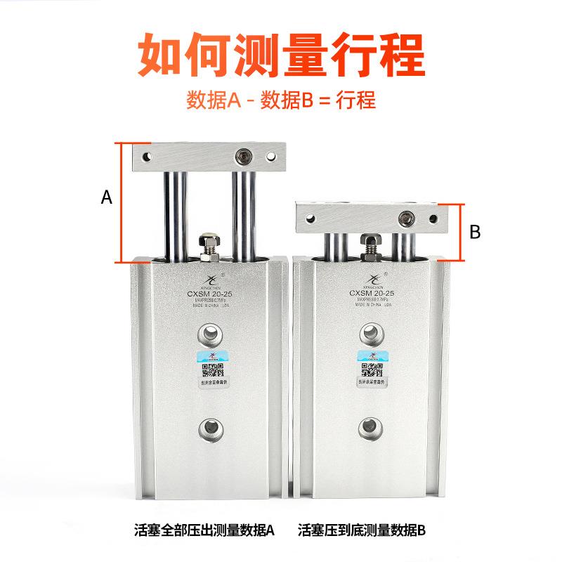 5辰双轴双杆气缸小型气动T32/CX420SM20-2/6xR20x30x40*50/60星-1