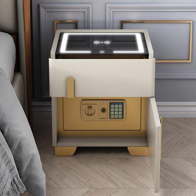 智能约床头柜保6544险柜一体简现功代多能无线充电室收纳柜卧保险