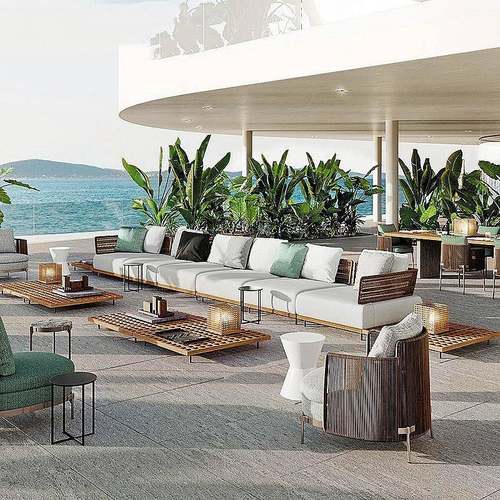 庭户外沙发组合别420墅院花休闲藤露椅设计师样板房天阳台藤园编