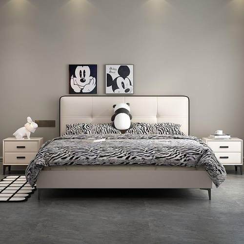 ZCR超薄床室头皮床意式极简卧床大气现代约双主人床儿童床卧简床