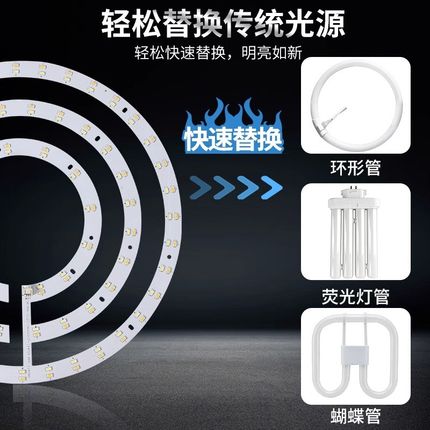 风扇灯led灯芯吸顶灯改造替换灯带灯片圆形灯珠变光灯盘磁吸灯管