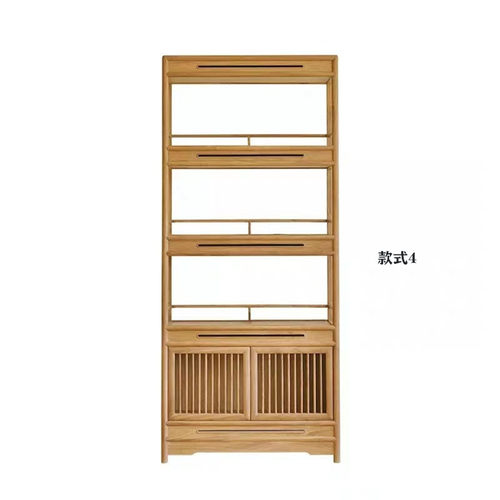 老榆木全实木多宝阁禅意新中式博古架茶叶展示架摆放架书架玄关架