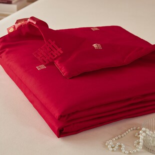 红色结婚被子薄款夏季夏凉被纯棉全棉可机洗夏被空调被a类母婴级