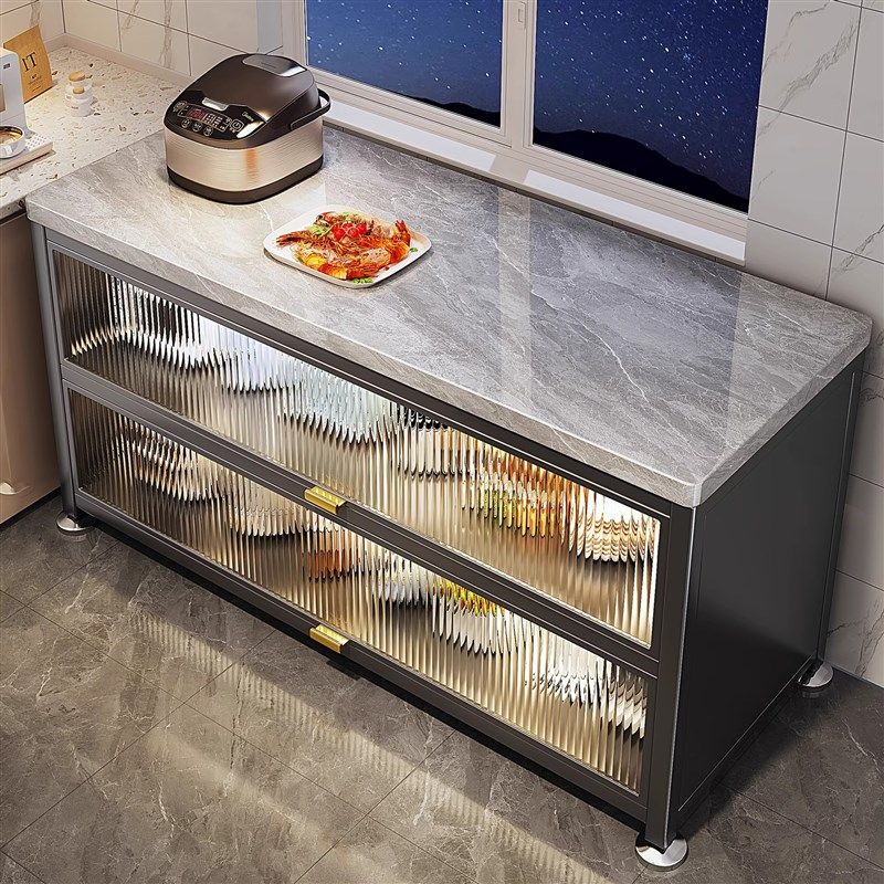 岩板厨房置物架餐边储物柜橱柜落地多层微波炉多功能收纳柜碗柜子,厨房/烹饪用具,厨房置物架/置物柜/角架,淘宝优惠券,粉丝福利购,淘宝优惠卷